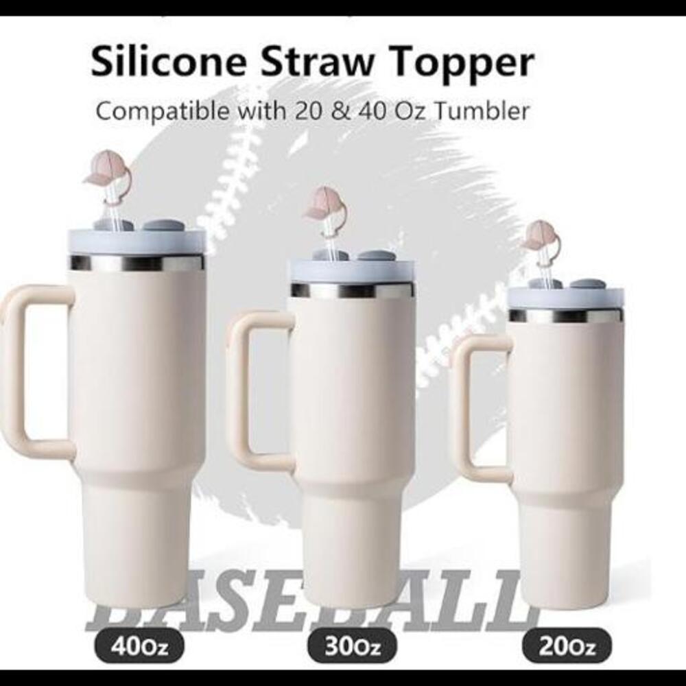 4Pcs Cream Baseball Cap Straw Cover Cap for Stanley Cup 40oz/30oz Tumbler - Picture 2 of 3